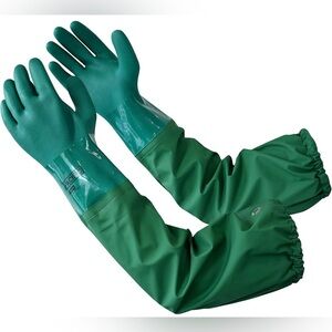 26" Rubber Gloves, Chemical Resistant, Reusable, Heavy Duty Waterproof - NWT